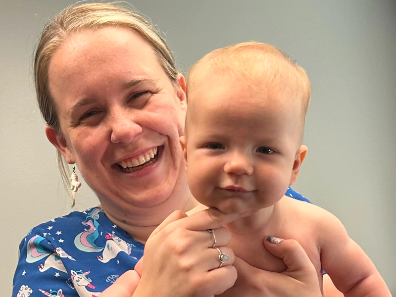 sarah with a happy boy